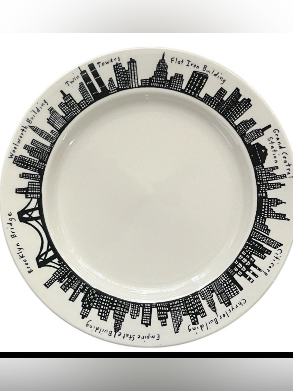 Homer Laughlin Fishs Eddy New York Skyline w/ Twin Towers Dinner Plate